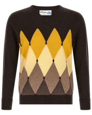 Ballantyne Geometric V Neck Sweater - Black