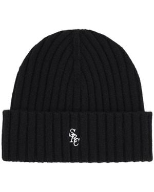 Sporty & Rich Logo Knitted Beanie - Black