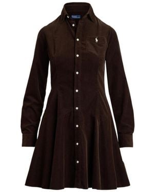 Ralph Lauren Button-Up Corduroy Mini Dress - Black