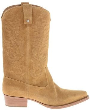 1989 STUDIO Suede Texan Boots - Brown