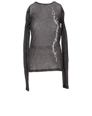 Ann Demeulemeester Fiene Printed Long-Sleeved T-Shirt - Black