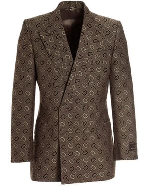 Gucci 'Horsebit Maxi' Blazer Jacket - Brown