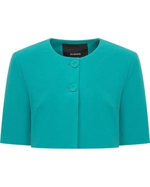 Pinko Round Neck Crop Jacket - Blue