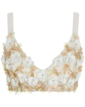 P.A.R.O.S.H. Embellished Cropped Top - Natural