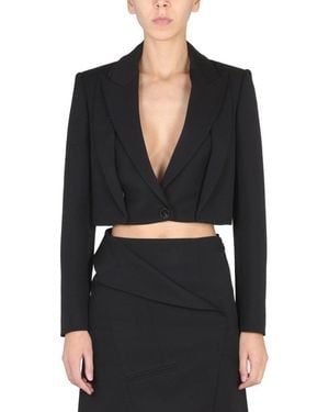 McQueen Solid Notched Lapel Jacket - Black