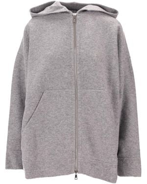 Max Mara Zip Up Relaxed Hoodie - Gray