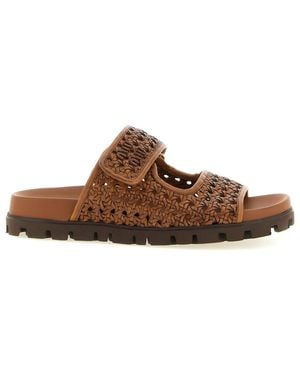Miu Miu Braided Leather Sandals - Brown