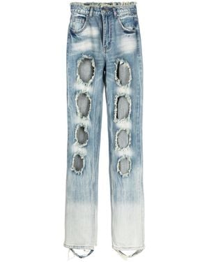 Rui Distressed Straight-Leg Denim Jeans - Blue