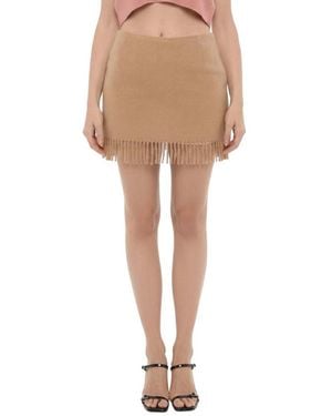 THE GARMENT Solid Mini Skirt - Natural