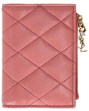Saint Laurent Quilted Wallet - Pink