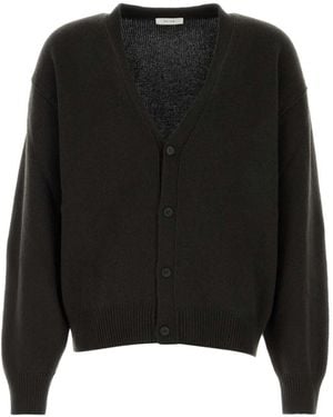 The Row V-Neck Wool Cardigan - Black