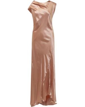 Alberta Ferretti Solid Boat Neck Maxi Dress - Natural