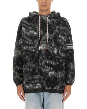Aries Abstract Relaxed Hoodie - Black