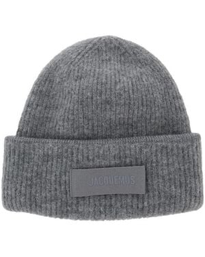 Jacquemus Logo Beanie Hat - Grey
