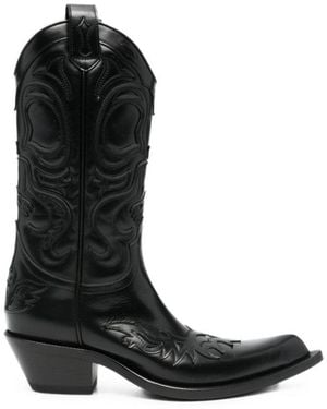 Acne Studios Embroidered Leather Boots - Black