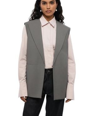 Jil Sander Solid Notched Lapel Blazer - Gray