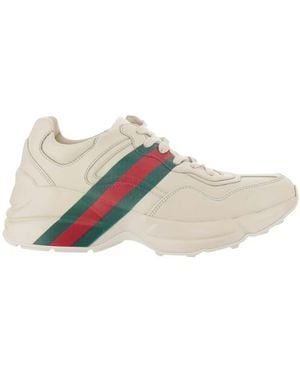 Gucci Ivory Striped Ryhton Sneakers - White