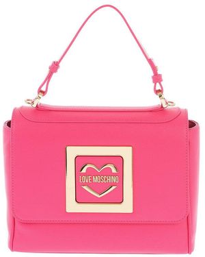 Love Moschino Logo Plaque Small Satchel - Pink