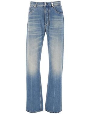 McQueen Logo Straight Fit Jeans - Blue