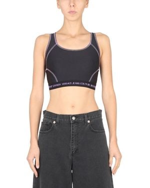 Versace Jeans Couture Logo Round Neck Top - Gray