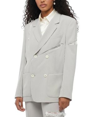 Undercover Solid Notched Lapel Blazer - Gray