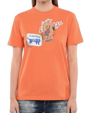 DSquared² Graphic Crew Neck T-Shirt - Orange