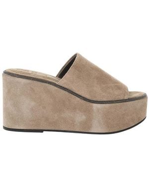 Brunello Cucinelli Suede Wedges - Grey