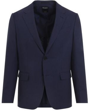 ZEGNA Notched Lapel Blazer - Blue