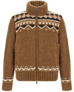 Moncler Jacquard Cardigan - Brown