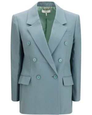 Chloé Solid Peaked Lapel Blazer - Blue