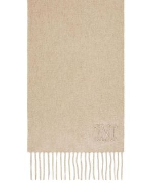 Max Mara Embroidered Logo Scarf - Natural