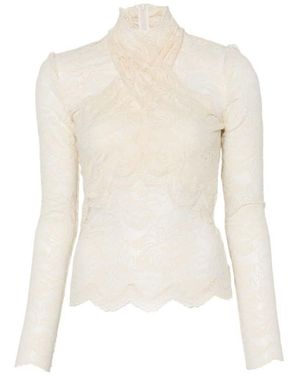 Rabanne Lace Mock Collar Top - White
