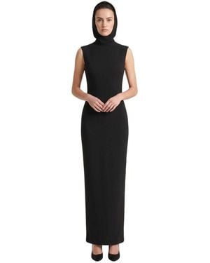 Monot Solid Hood Maxi Dress - Black