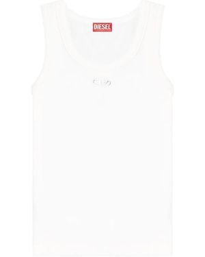 DIESEL Logo Scoop Neck Top - White