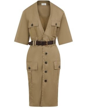 Saint Laurent Elegant Cotton Dress For - Natural