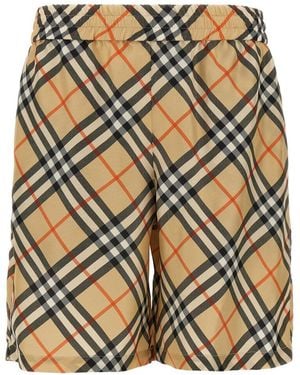 Burberry Check Silk Bermuda Shorts - Natural