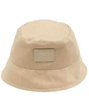 Fendi Logo Bucket Hat - Natural