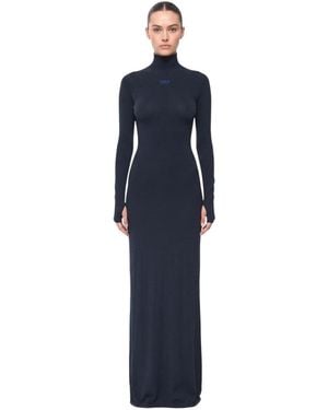 Off-White c/o Virgil Abloh Logo Turtle Neck Maxi Dress - Blue