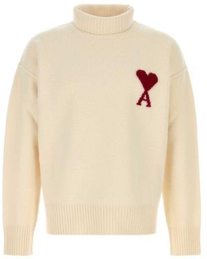 Ami Paris Off Embroidered Jumper - White