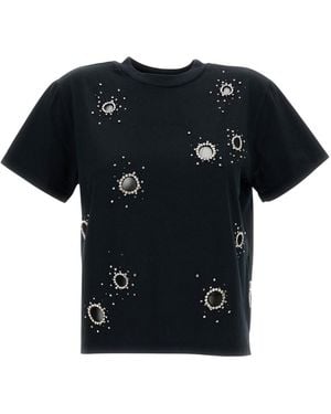 Des Phemmes Embellished Crew Neck T-Shirt - Black