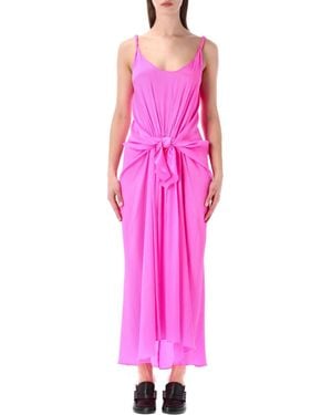 JW Anderson Jw Anderson Knotted Waist Longline Silk Dress - Pink