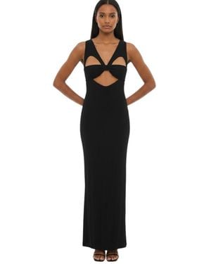 Ambush Solid V Neck Maxi Dress - Black