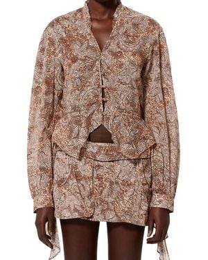 Isabel Marant V-Neck Paisley Print Top - Brown