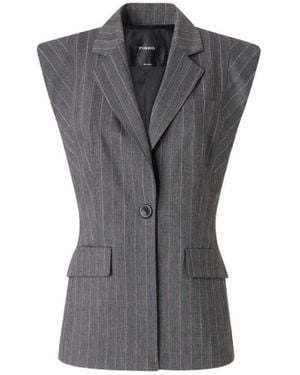 Pinko Stripes Notched Lapel Blazer - Gray