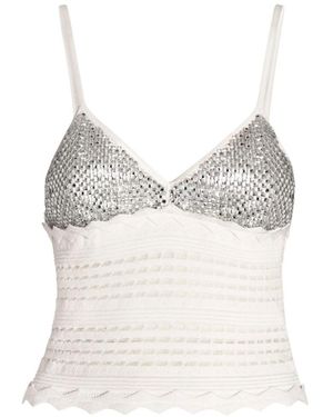 Genny Embellished V Neck Top - Gray