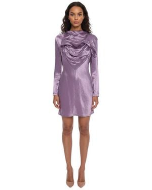 Bottega Veneta Solid Round Neck Mini Dress - Purple