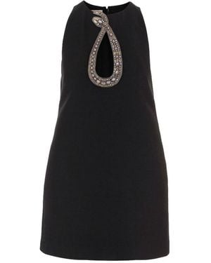 Valentino Embellished Round Neck Mini Dress - Black