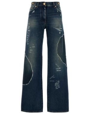 Versace Relaxed Flat Front Pants - Blue