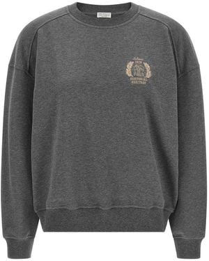 Brunello Cucinelli Logo Crew Neck Sweatshirt - Grey