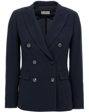 Alberto Biani Dark Double-Breasted Blazer - Blue